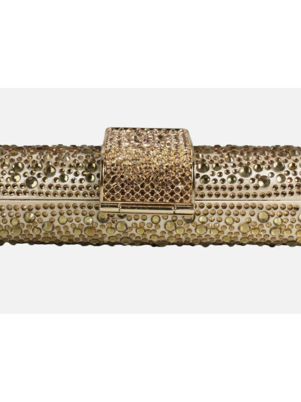 NWT Gold Crystal-Embellished Evening Clutch with 2 Chain Straps - Picture 4 of 5